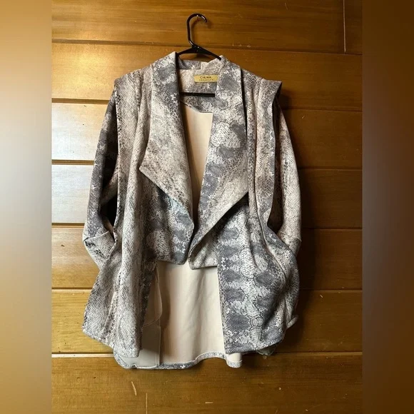 Y2K Snakeskin Drape Cross Over Jacket Women’s LARGE - Picture 10 of 13